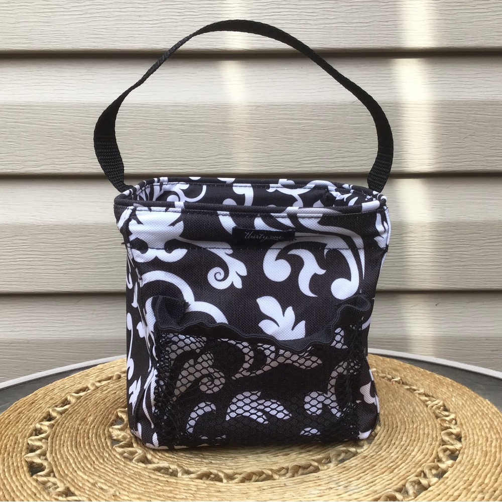 Thirty One Black & White Patterned ‘Littles’ Storage Cube w/ Handle